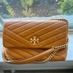 Tory Burch Small Kira Chevron Convertible Shoulder Bag in tan/brown